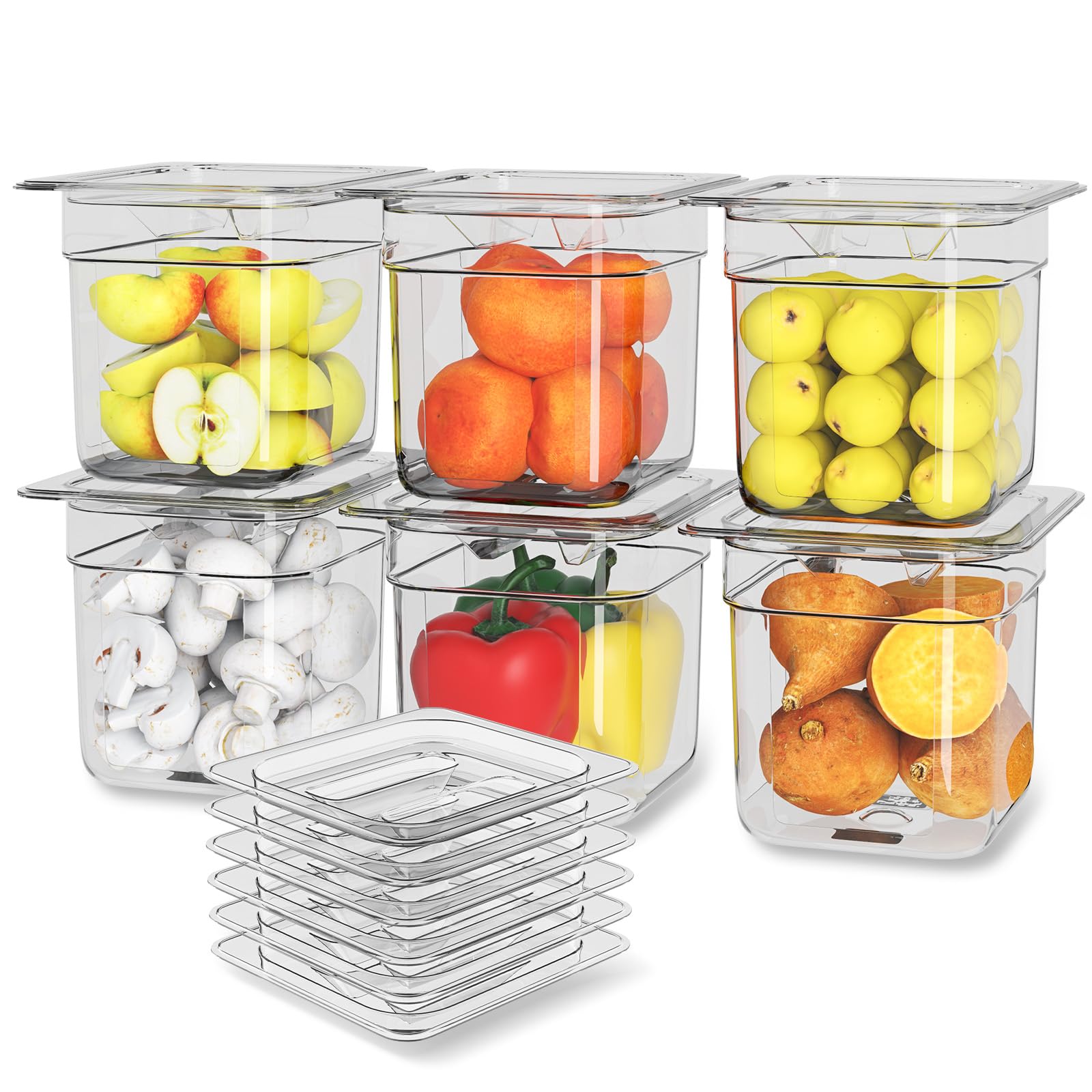 Clear Polycarbonate Food Pan 1/6 Size Stackable Restaurant Pan