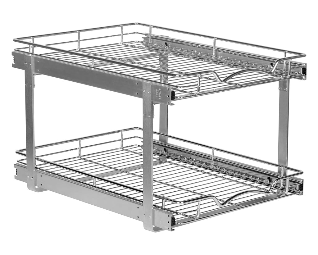 HOLDN’ STORAGE 2-Tier Pull-Out Cabinet Organizer with Heavy-Duty Steel Frame, Full-Extension Sliding Shelves, Holds 100 lbs, Easy Install for Kitchen, Pantry & Under Sink Cabinets