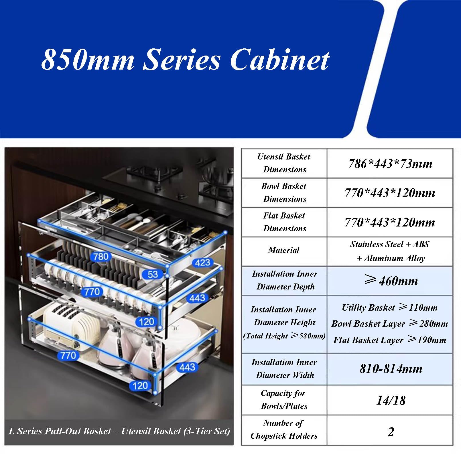 3 Tier Pull Out Kitchen Cabinet Organizer with Dividers