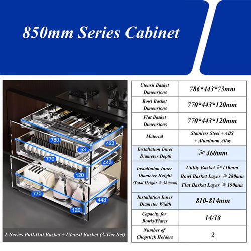 3 Tier Pull Out Kitchen Cabinet Organizer with Dividers