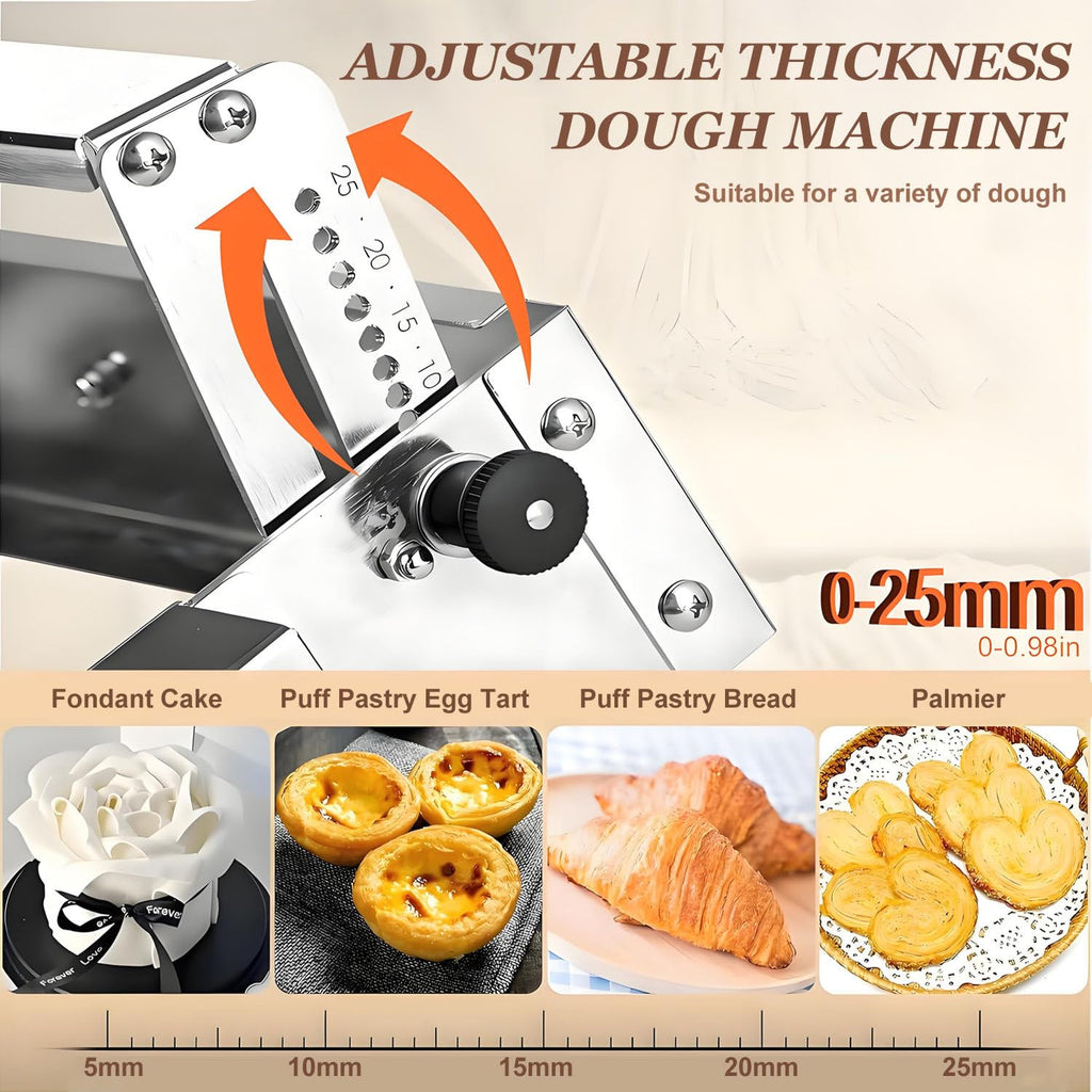 Manual Adjustable Dough Sheeter Stainless Steel Roller