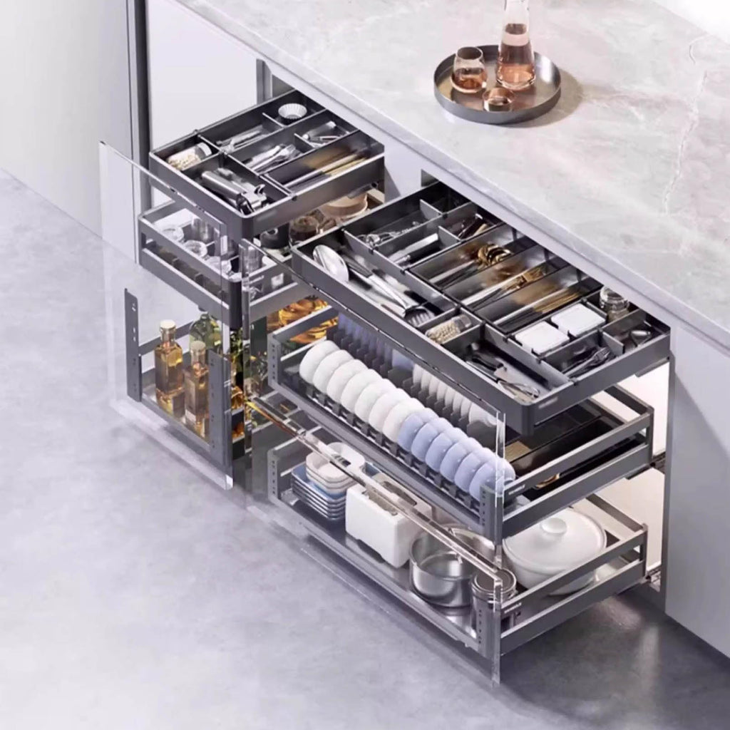 3 Tier Pull Out Kitchen Cabinet Organizer with Dividers