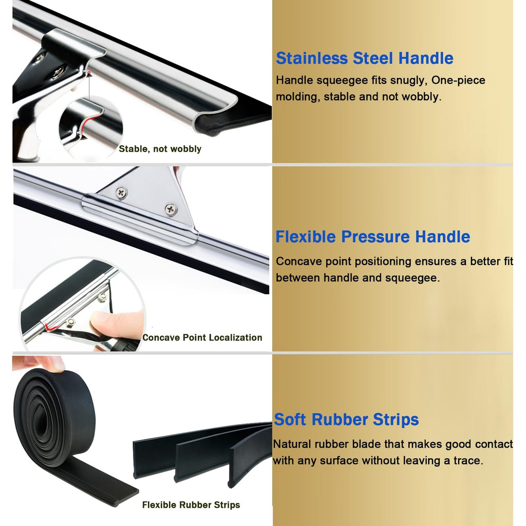 High Reach Glass Cleaning Tool 3-in-1 Window Cleaning Kit for Smooth Surfaces Adjustable Length for Shower Doors and Mirrors Perfect for Commercial Office Use