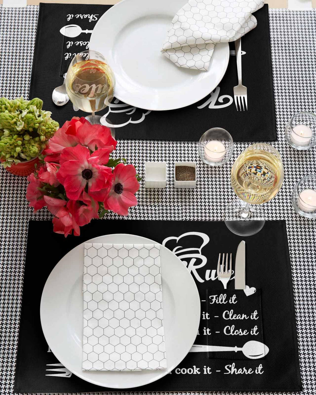 Wipeable Kitchen Placemats with Pocket 13x19 Inch