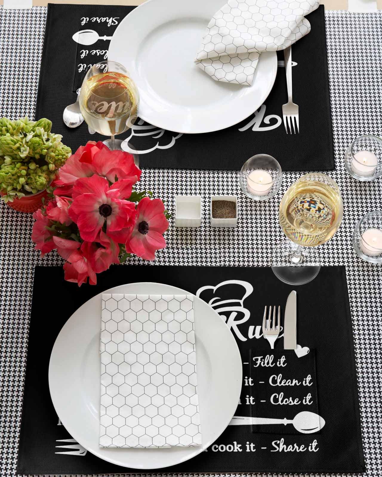 Wipeable Kitchen Placemats with Pocket 13x19 Inch