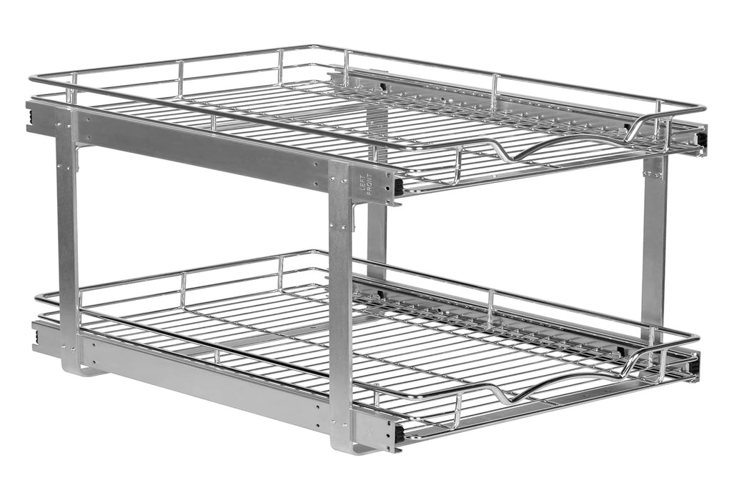 HOLDN’ STORAGE 2-Tier Pull-Out Cabinet Organizer with Heavy-Duty Steel Frame, Full-Extension Sliding Shelves, Holds 100 lbs, Easy Install for Kitchen, Pantry & Under Sink Cabinets