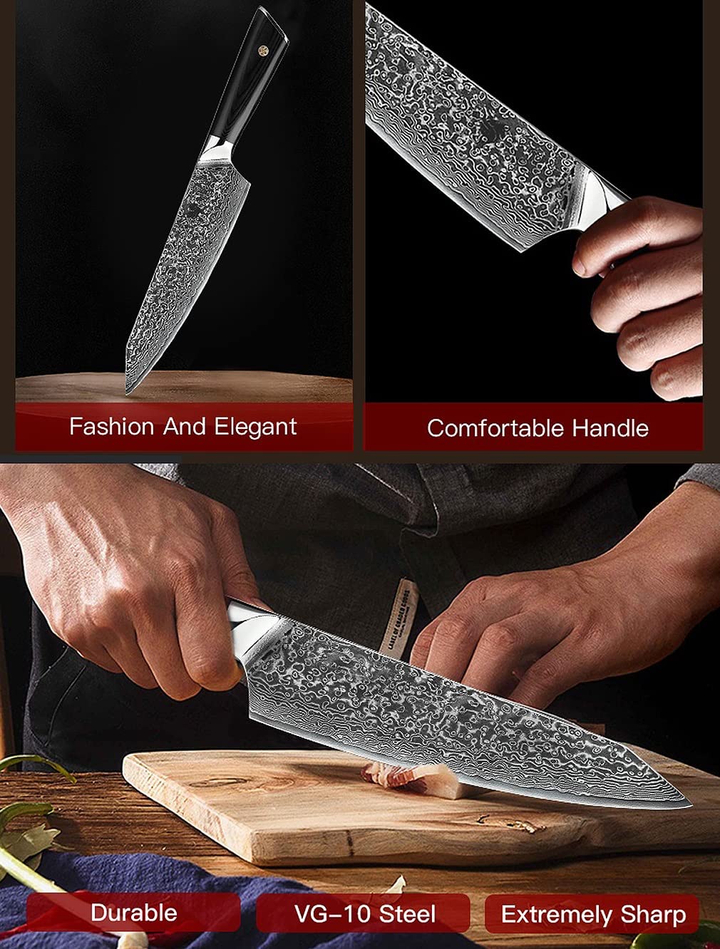 Damascus Steel Kitchen Knife Set 7 Piece