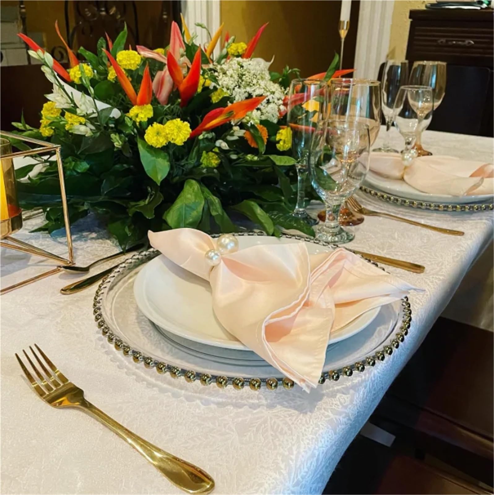 Satin Fabric Cloth Napkins 10 Piece Dining Decor