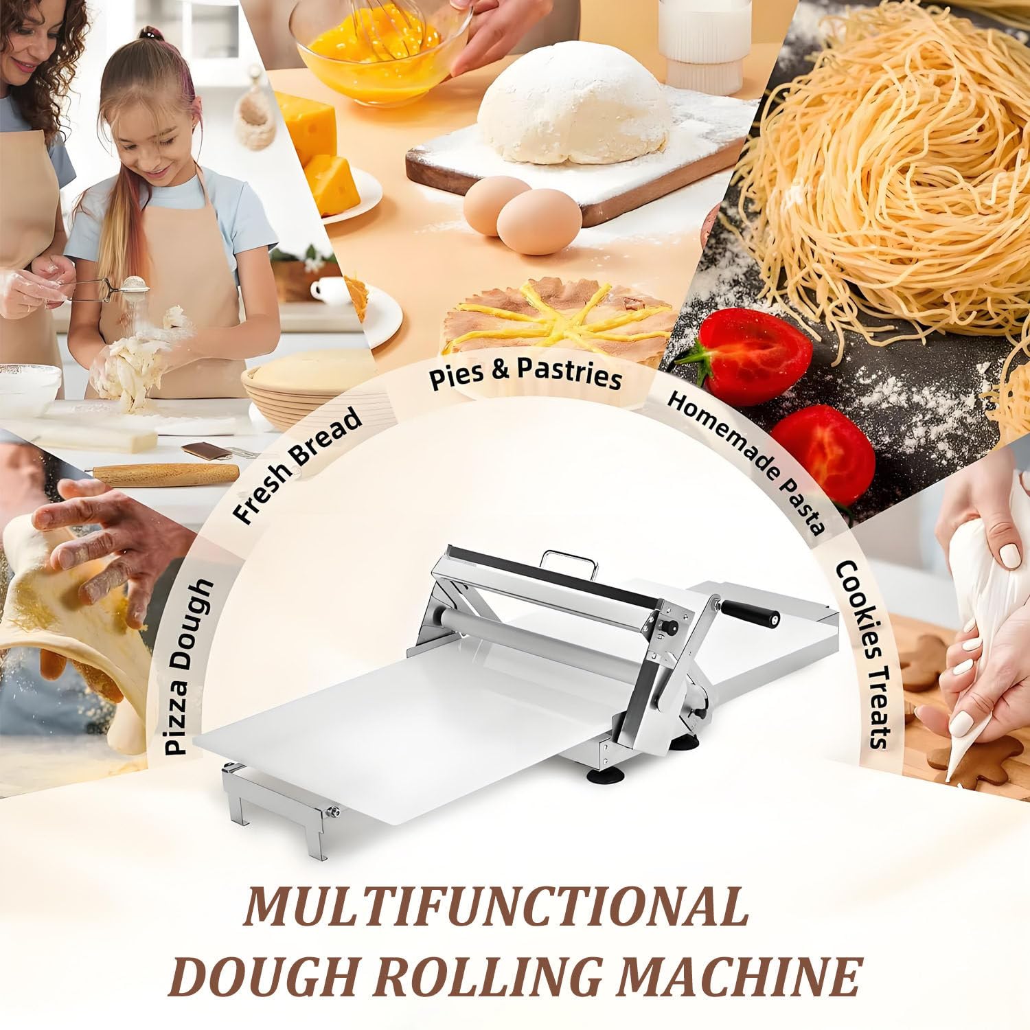 Manual Adjustable Dough Sheeter Stainless Steel Roller