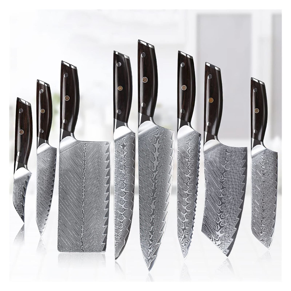67 Layer Damascus Kitchen Knife Set 8 Piece