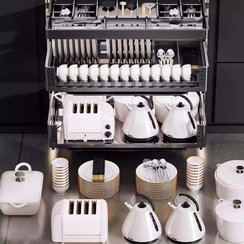 3 Tier Pull Out Kitchen Cabinet Organizer with Dividers