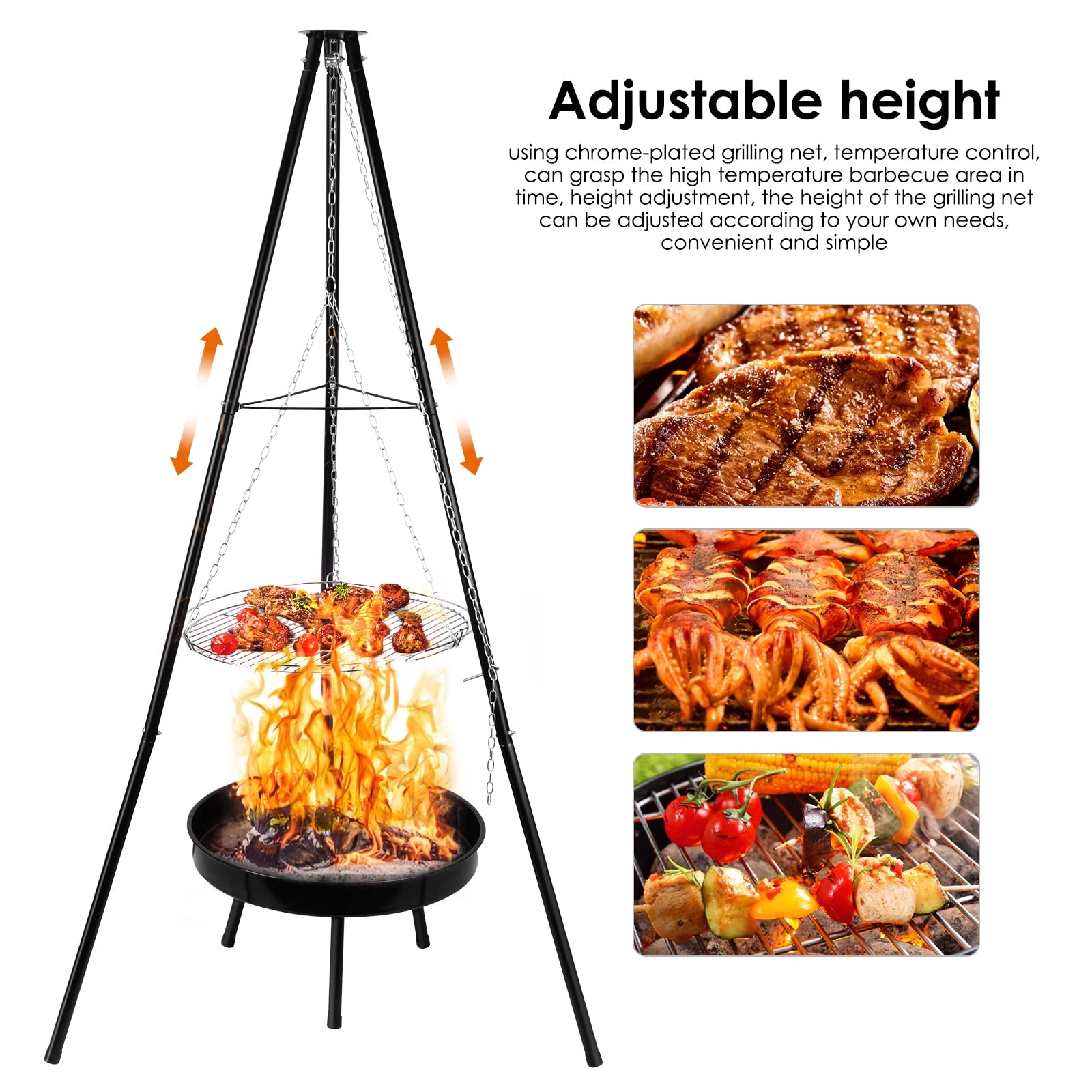 Stainless Steel Camping Tripod Grill Set