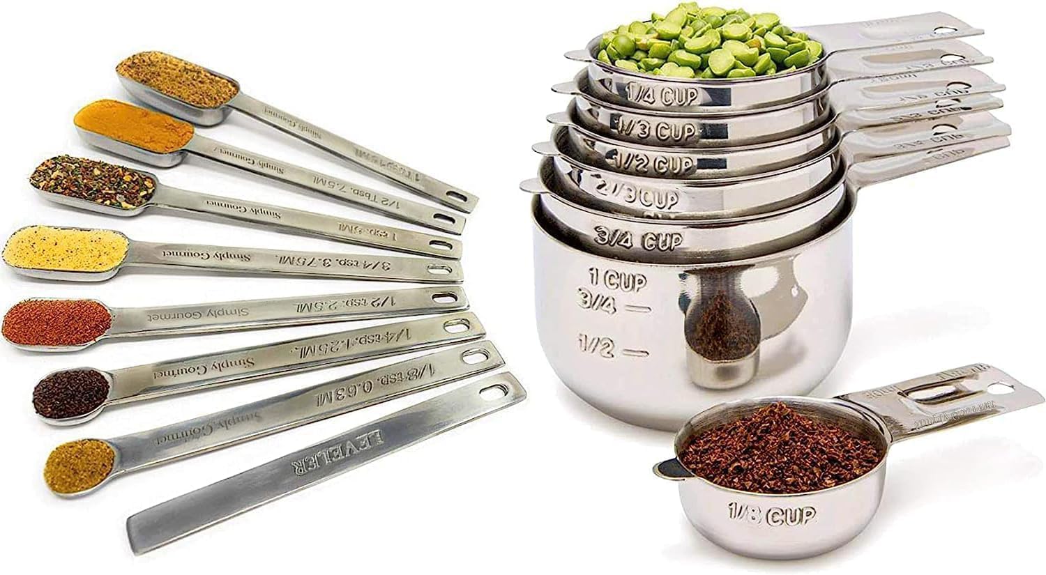 Stainless Steel Measuring Cups and Spoons Set 12 Piece