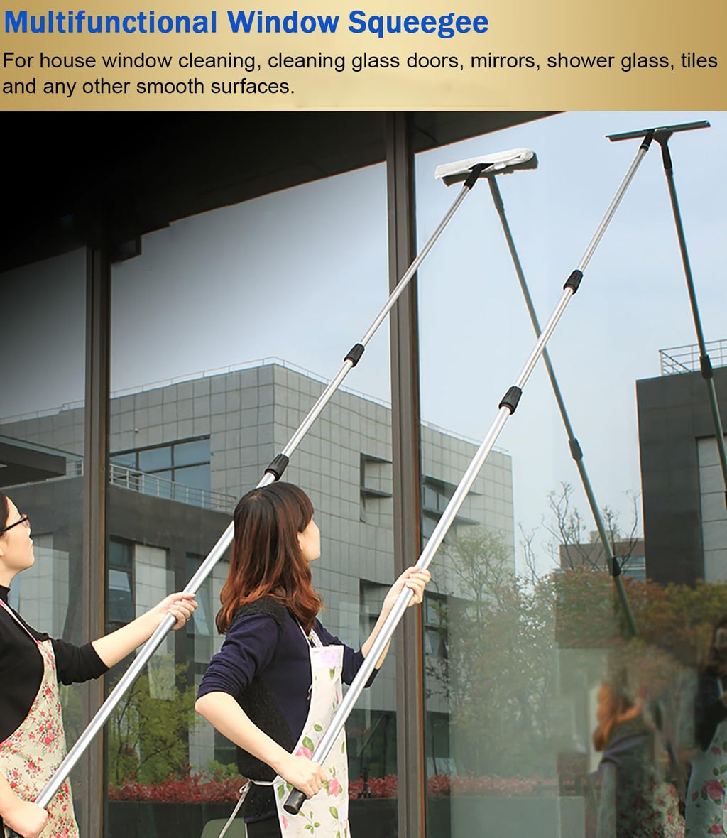 High Reach Glass Cleaning Tool 3-in-1 Window Cleaning Kit for Smooth Surfaces Adjustable Length for Shower Doors and Mirrors Perfect for Commercial Office Use