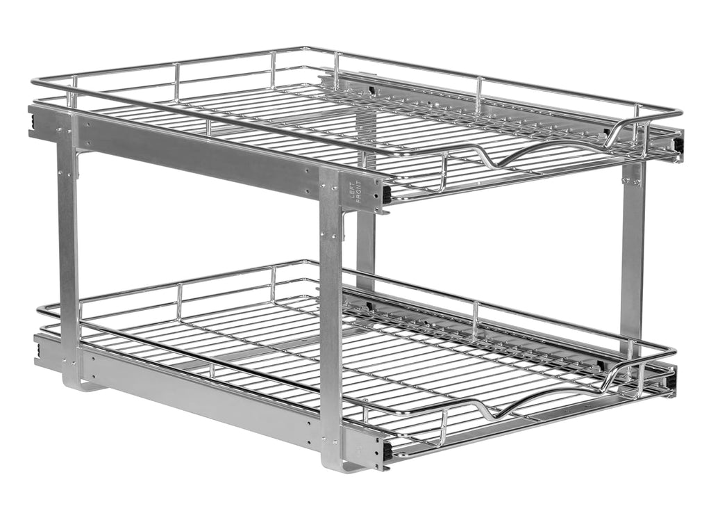 HOLDN’ STORAGE 2-Tier Pull-Out Cabinet Organizer with Heavy-Duty Steel Frame, Full-Extension Sliding Shelves, Holds 100 lbs, Easy Install for Kitchen, Pantry & Under Sink Cabinets