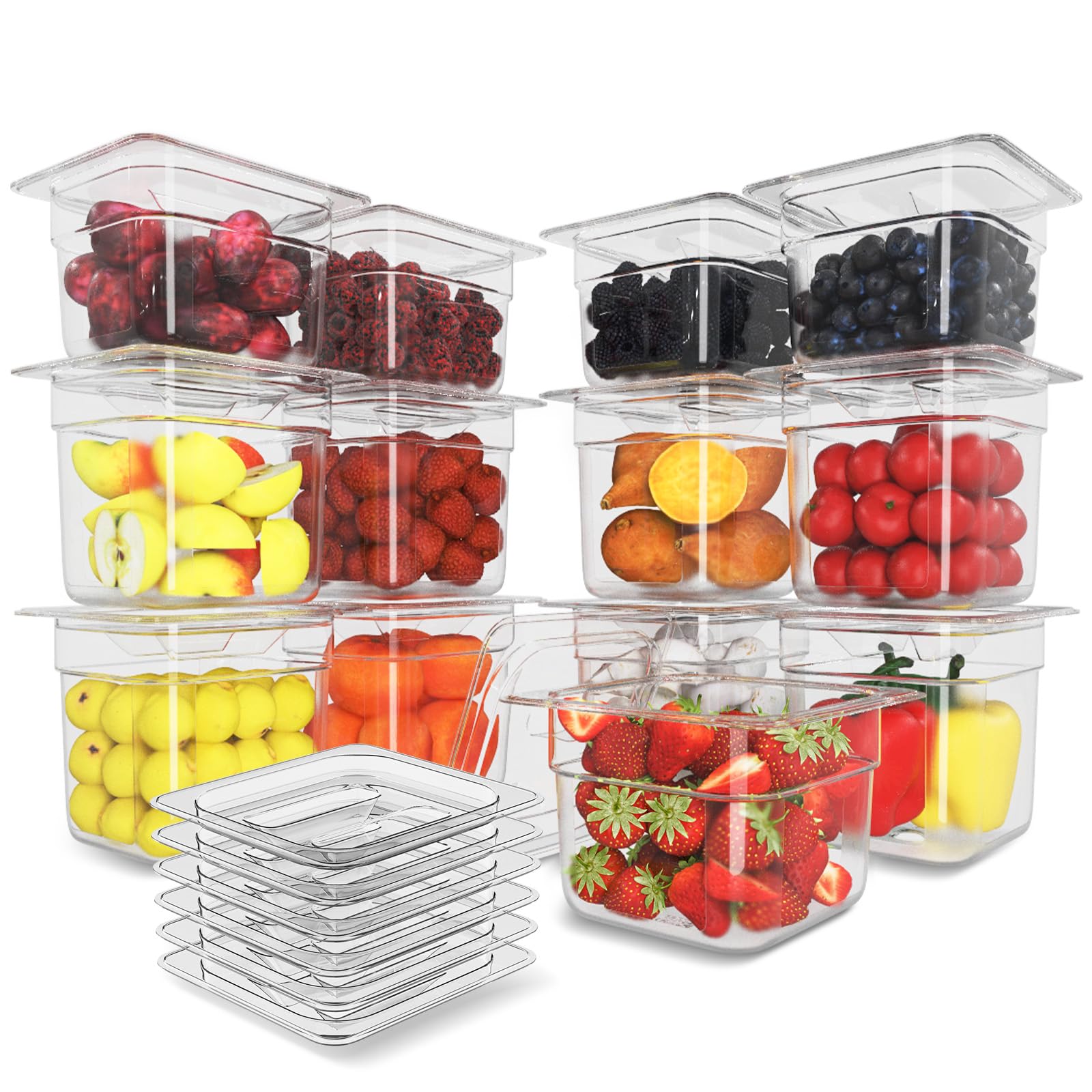 Clear Polycarbonate Food Pan 1/6 Size Stackable Restaurant Pan