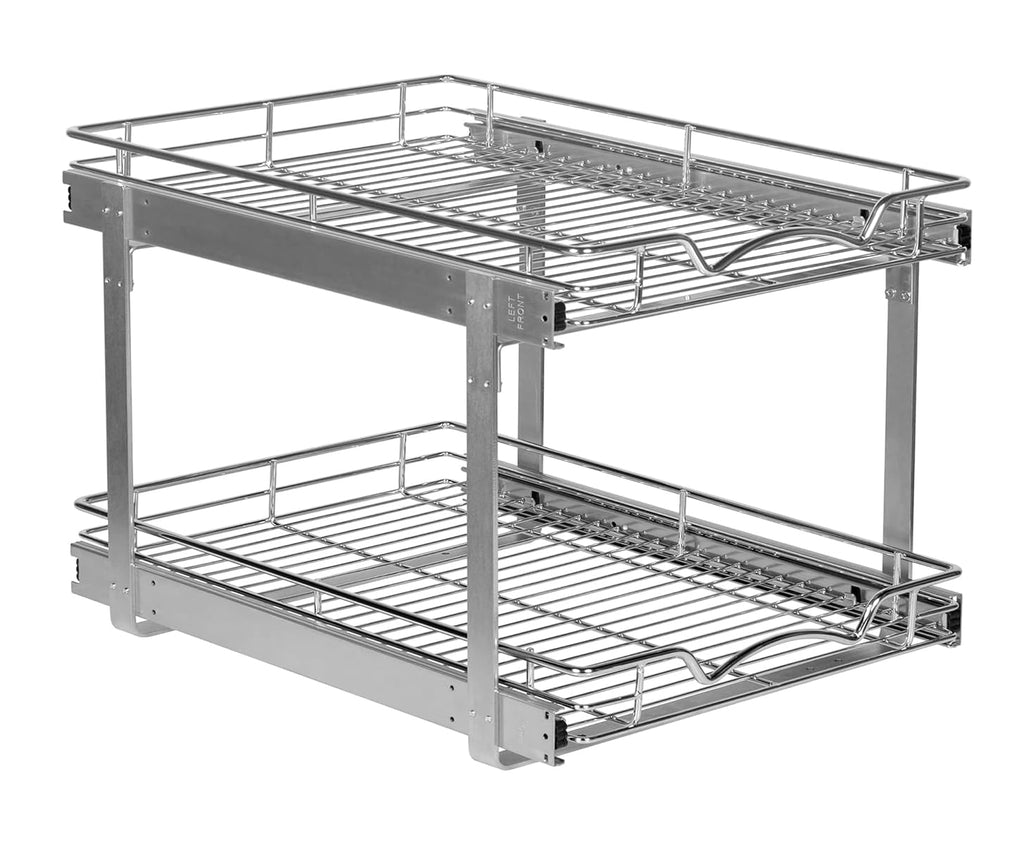 HOLDN’ STORAGE 2-Tier Pull-Out Cabinet Organizer with Heavy-Duty Steel Frame, Full-Extension Sliding Shelves, Holds 100 lbs, Easy Install for Kitchen, Pantry & Under Sink Cabinets