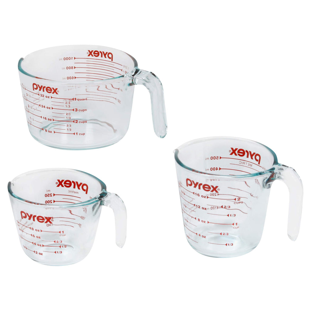 Pyrex Essentials (3-Pack) Glass Measuring Cups Set (1, 2 & 4 Cup)