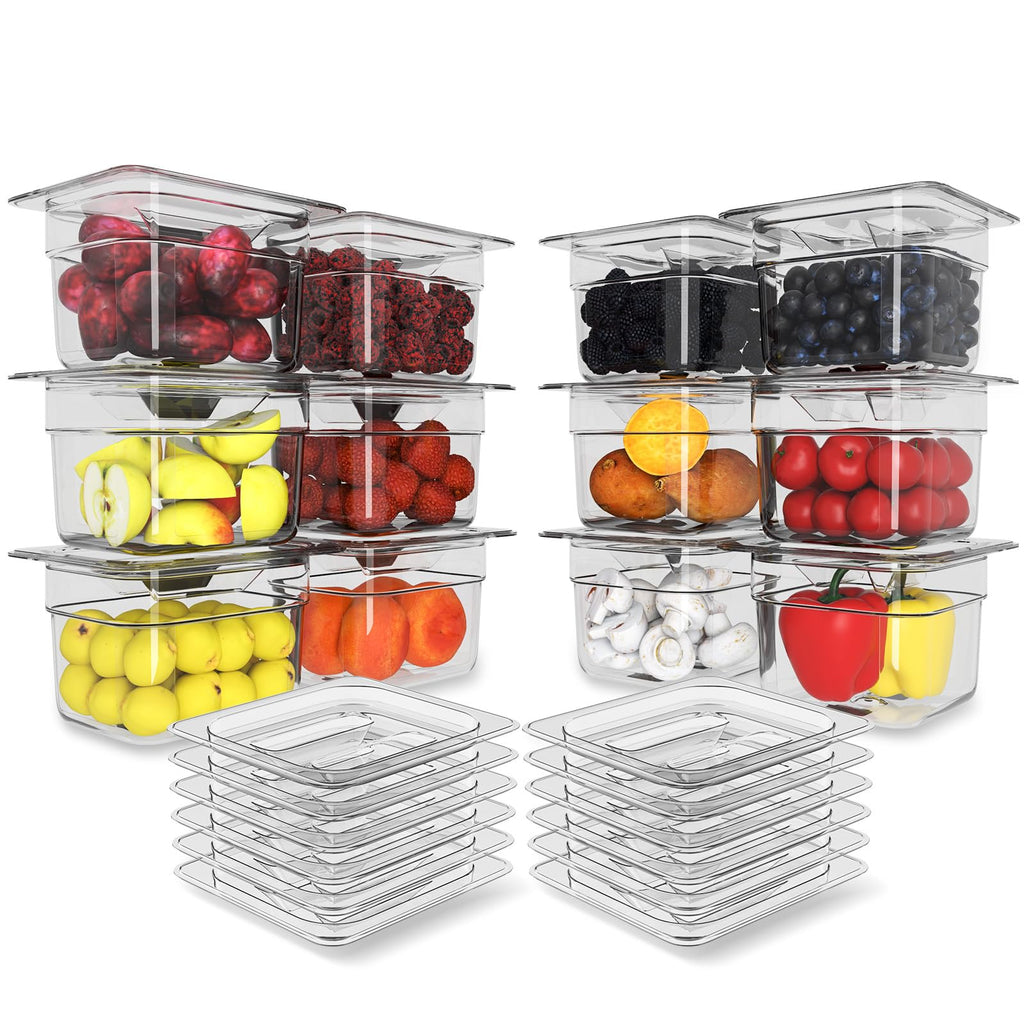 Clear Polycarbonate Food Pan 1/6 Size Stackable Restaurant Pan