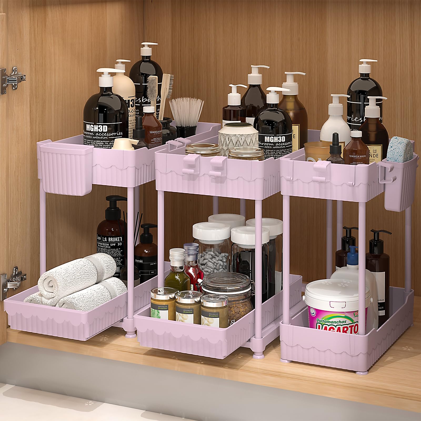 2 Tier Under Sink Organizer with Sliding Drawers 3 Pack