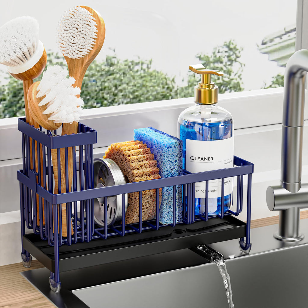 Kitchen Sink Sponge Holder with Brush Organizer