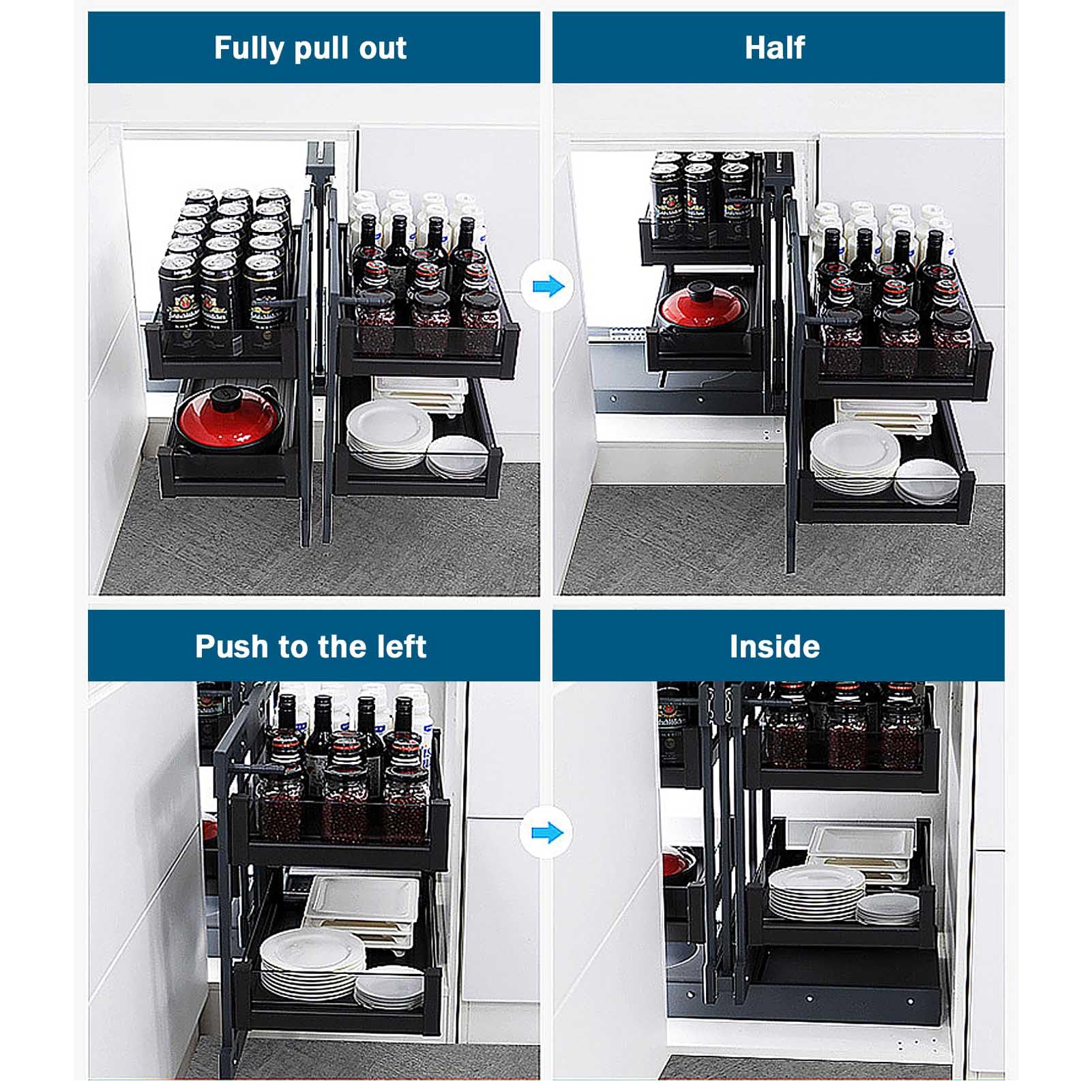 Pull Out Corner Cabinet Organizer for Spice Storage