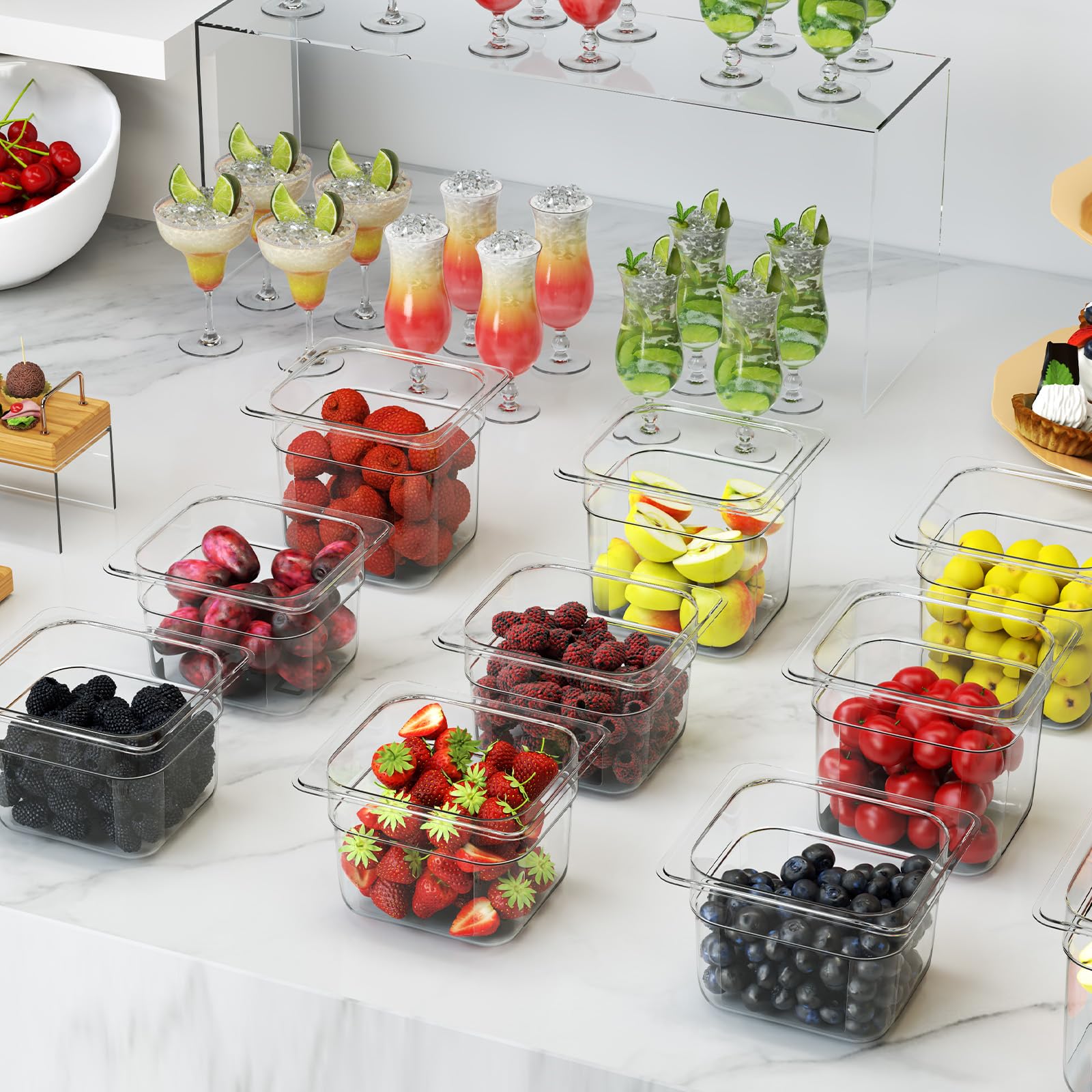 Clear Polycarbonate Food Pan 1/6 Size Stackable Restaurant Pan