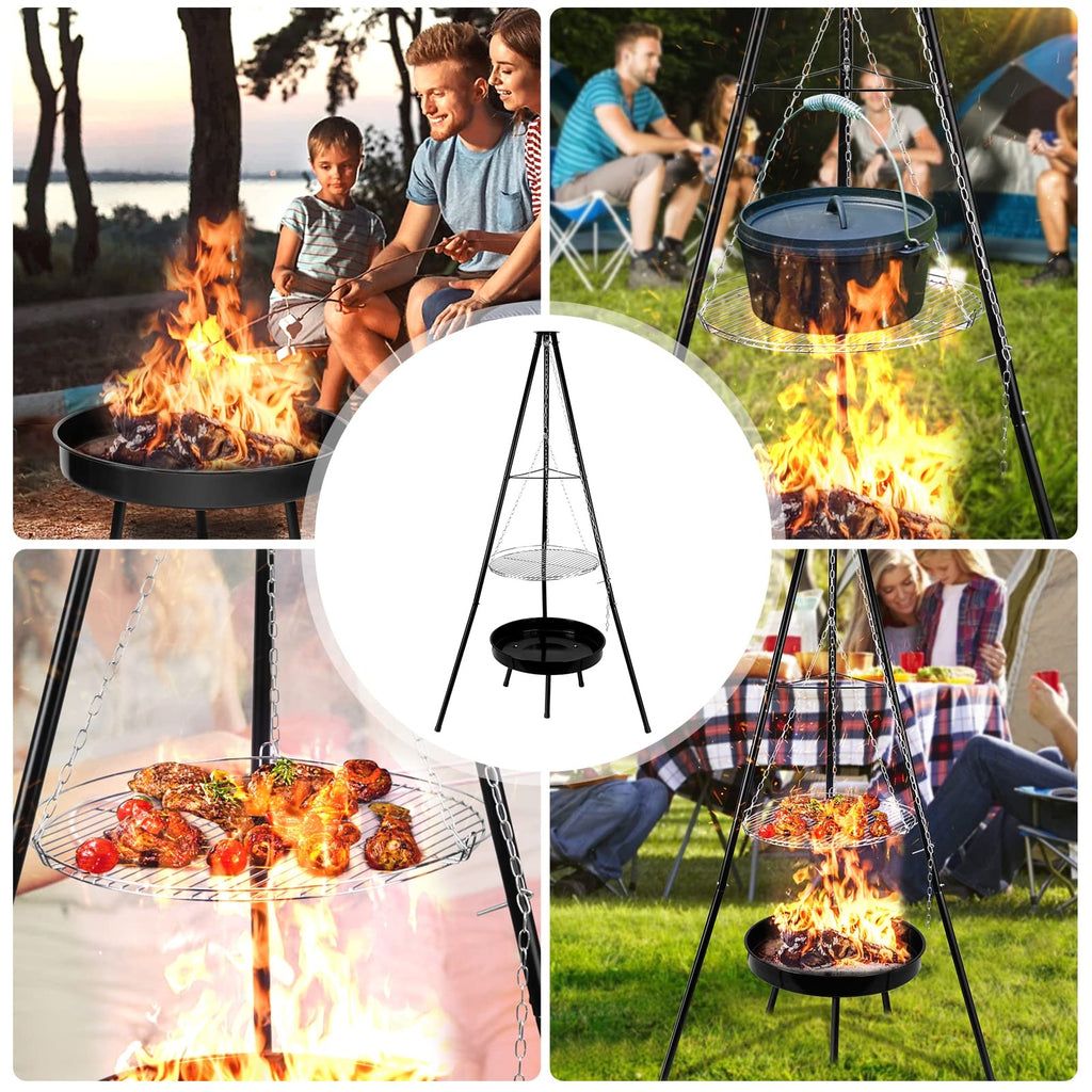 Stainless Steel Camping Tripod Grill Set
