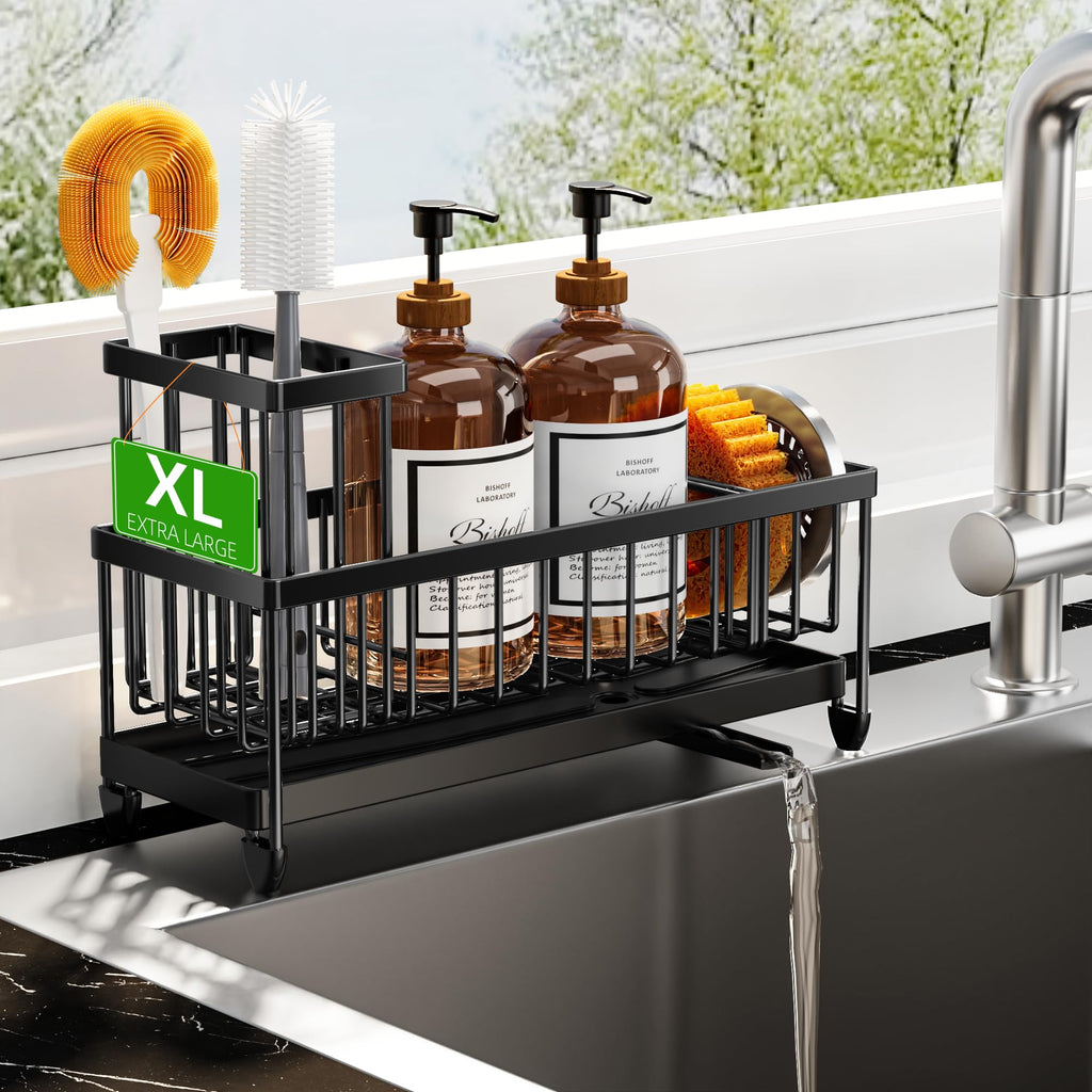 Kitchen Sink Sponge Holder with Brush Organizer