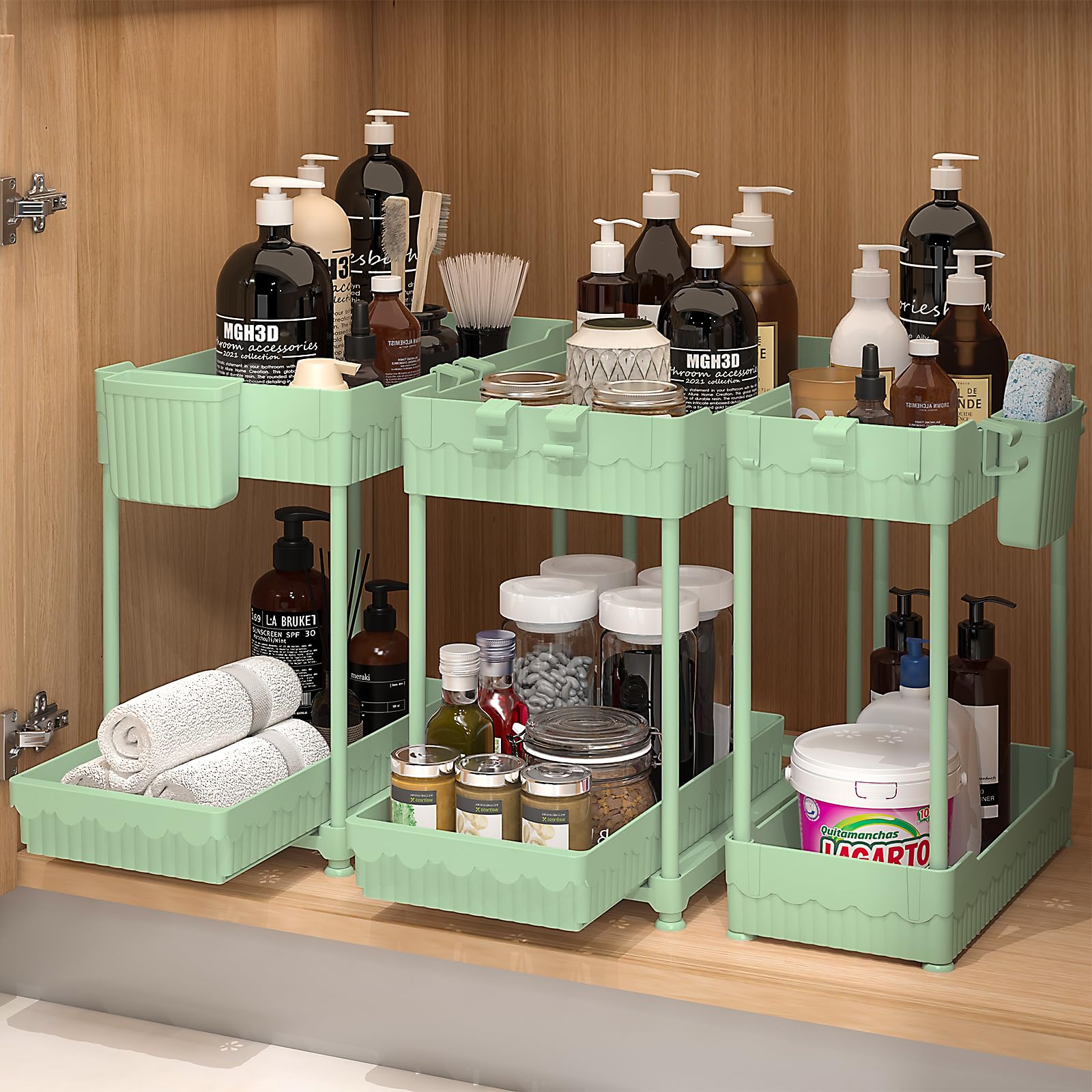 2 Tier Under Sink Organizer with Sliding Drawers 3 Pack