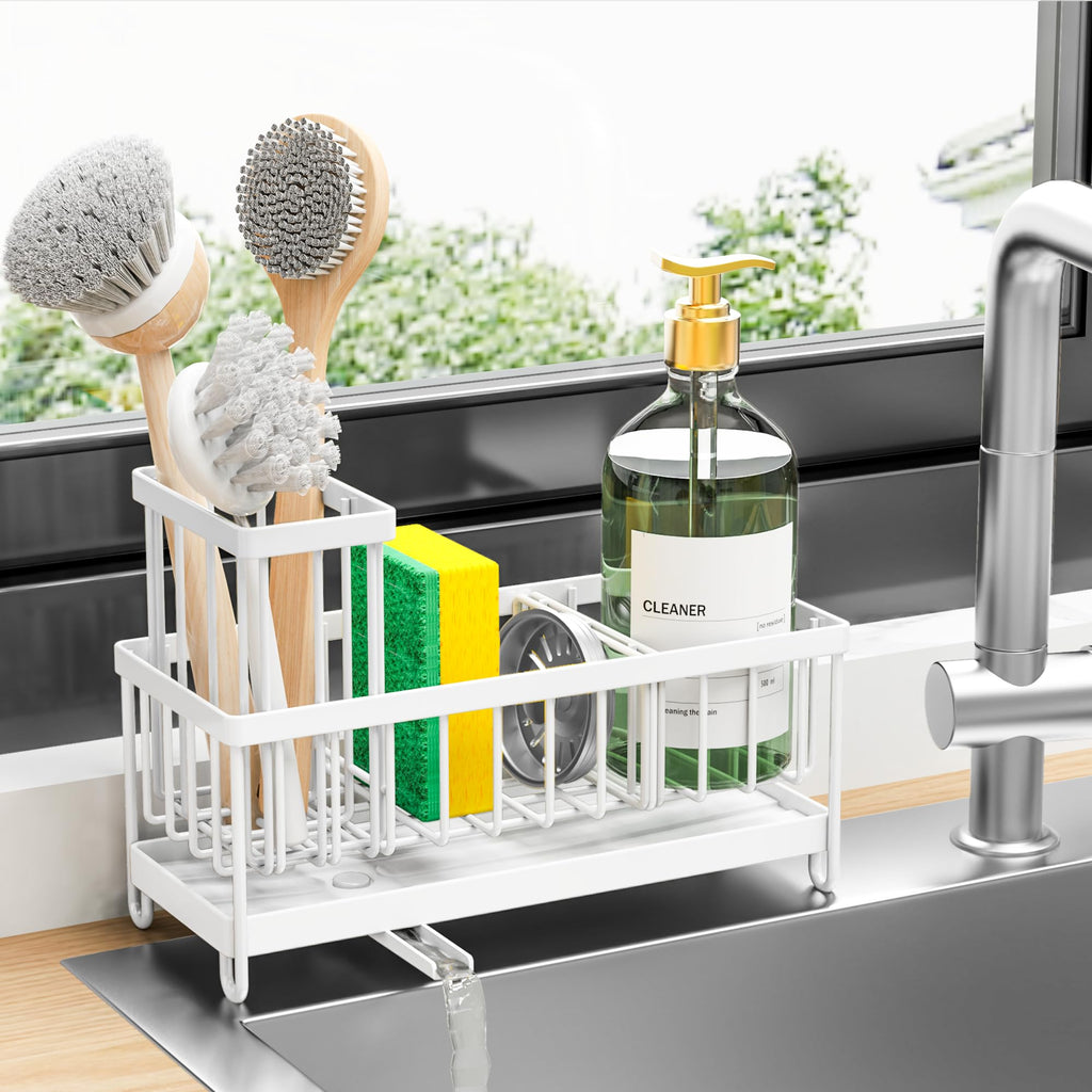 Kitchen Sink Sponge Holder with Brush Organizer