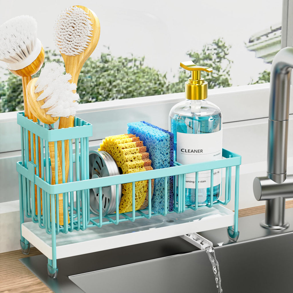 Kitchen Sink Sponge Holder with Brush Organizer